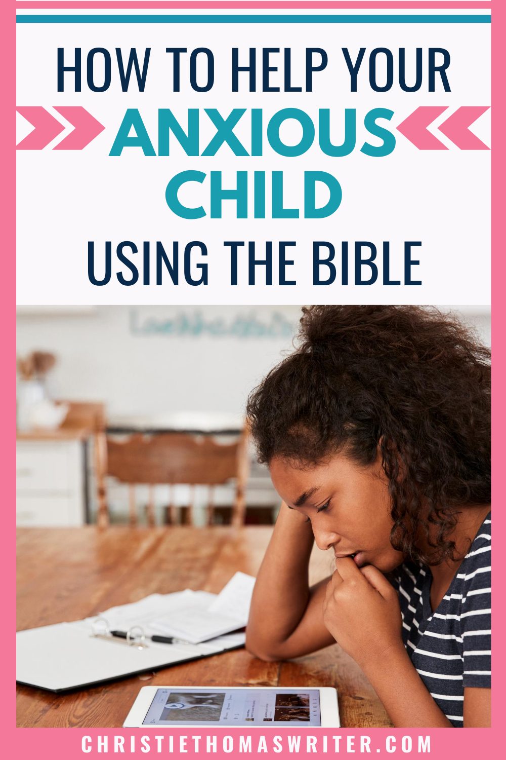 Parenting advice to helping an anxious child. When your child worries too much, here are some tips and tools to help them work through their fears instead of ignoring them or pasting a platitude on top. #childhoodanxiety #anxiety #christianparenting #Christianmom #familydiscipleship #hopegrownfaith