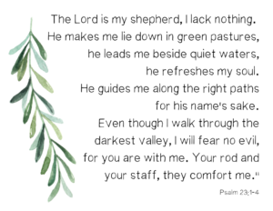 psalm 23:1-4 The Lord is my Shepherd
