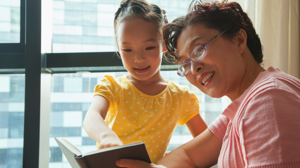 mom and child reading Bible