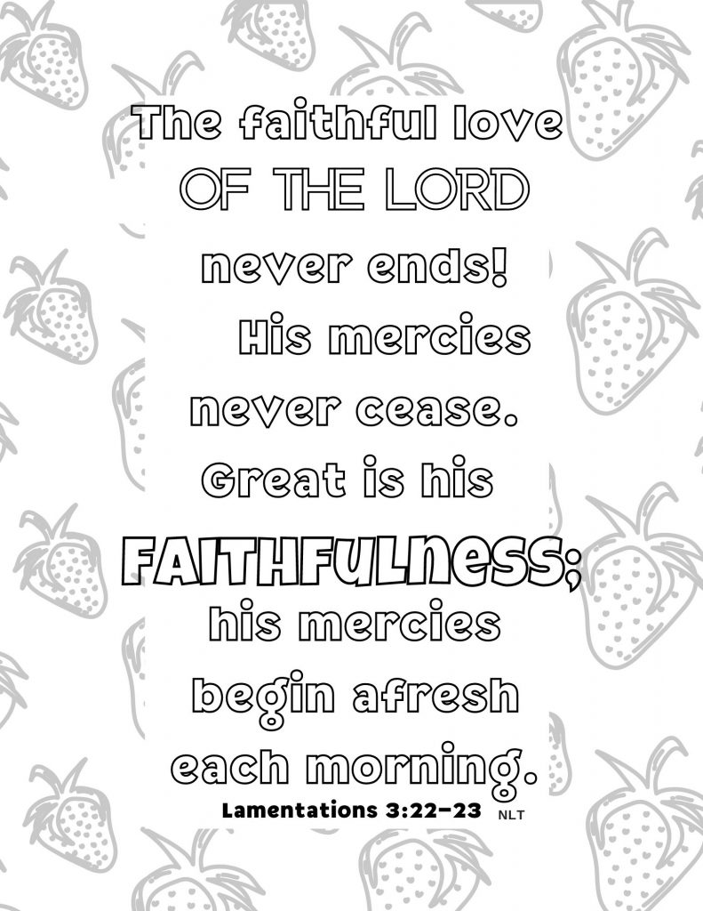 fruit of the Spirit faithfulness coloring page of Lamentations 3:22-23