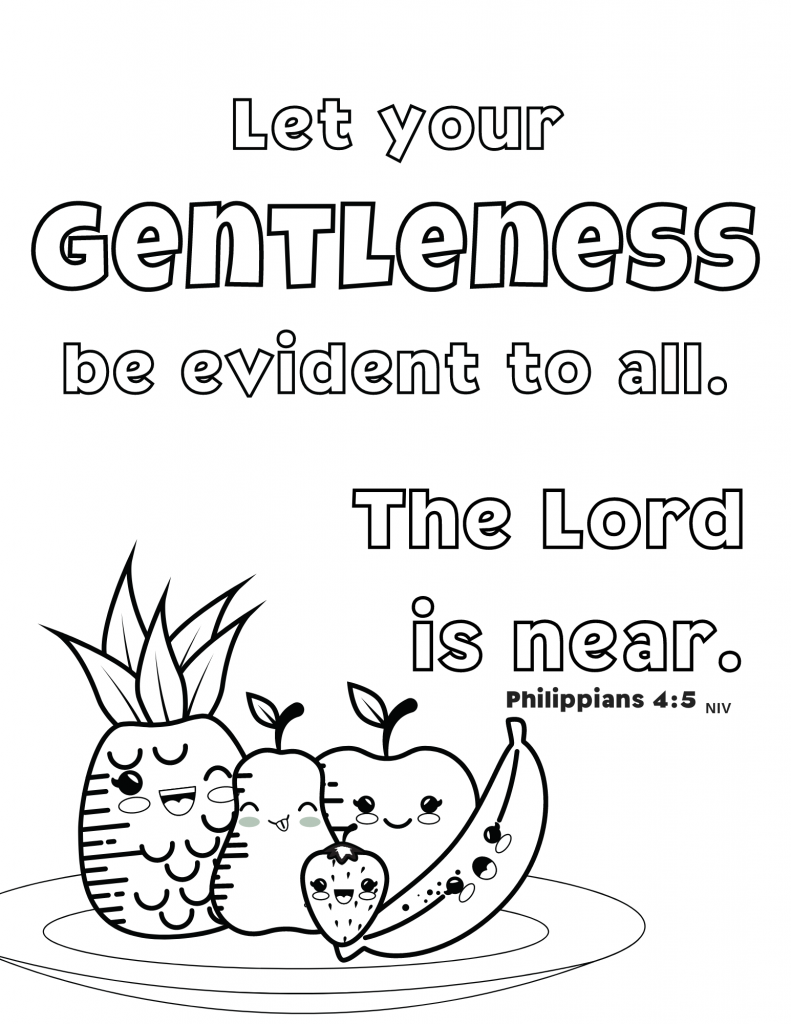 fruit of the Spirit gentleness coloring page of Philippians 4:5