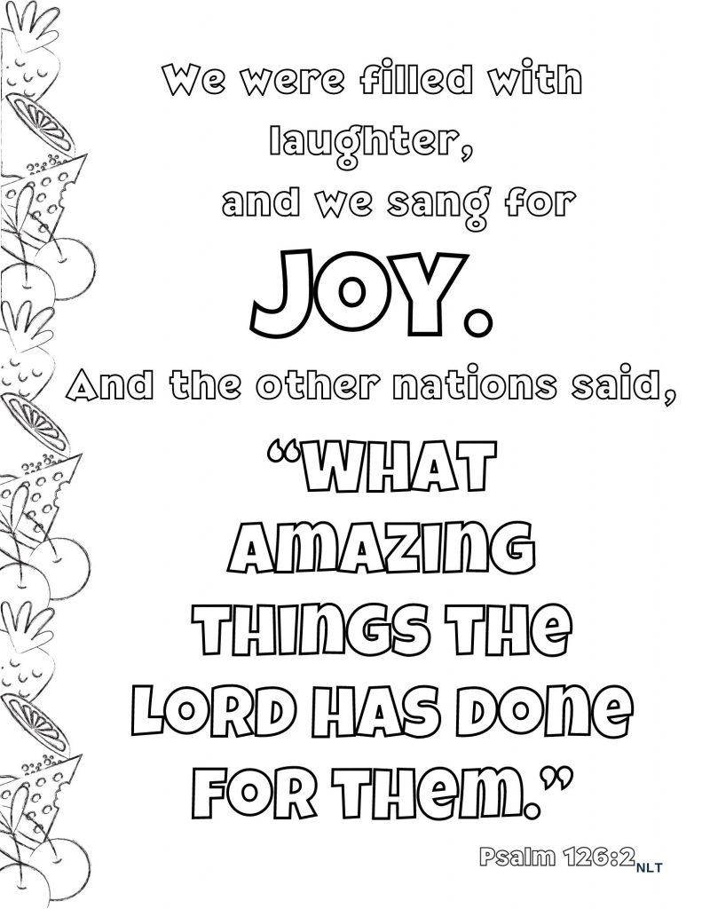 fruit of the Spirit JOY coloring page of Psalm 126:2