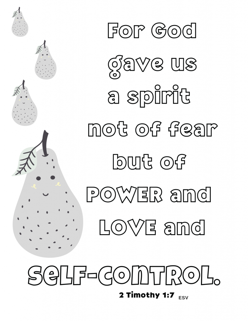 fruit of the Spirit self control coloring page of 2 Timothy 1:7