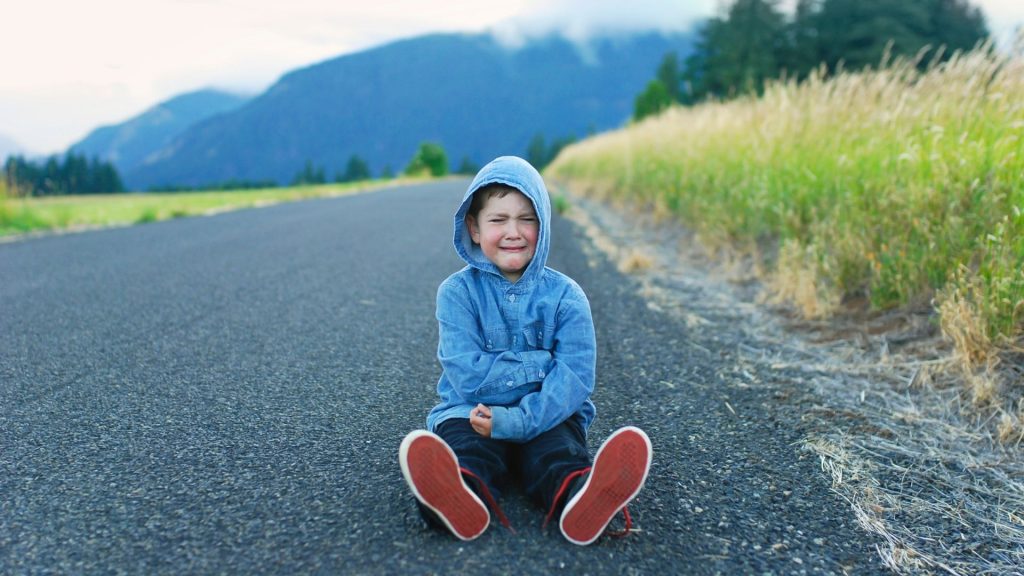 fruit of the spirit patience : grumpy child in the road