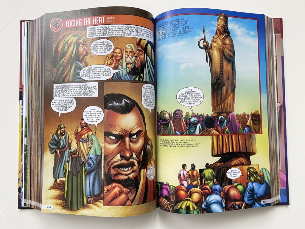 The Action Bible for kids, picture of Nebuchadnezzar's statue